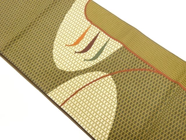 JAPANESE NAGOYA OBI / WOVEN WAVY STRIPE & GEOMETRIC